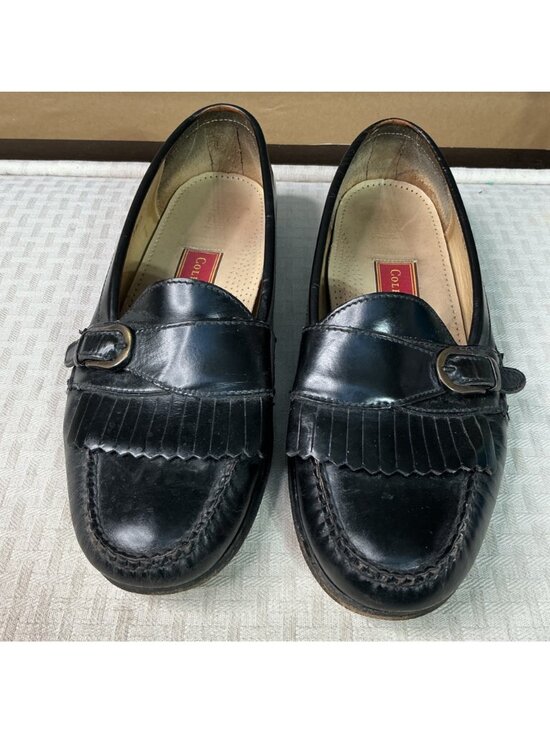 Cole Haan Mens Black Leather Loafers Size 10D With Buckle Detail & Fringe Accent main image 4